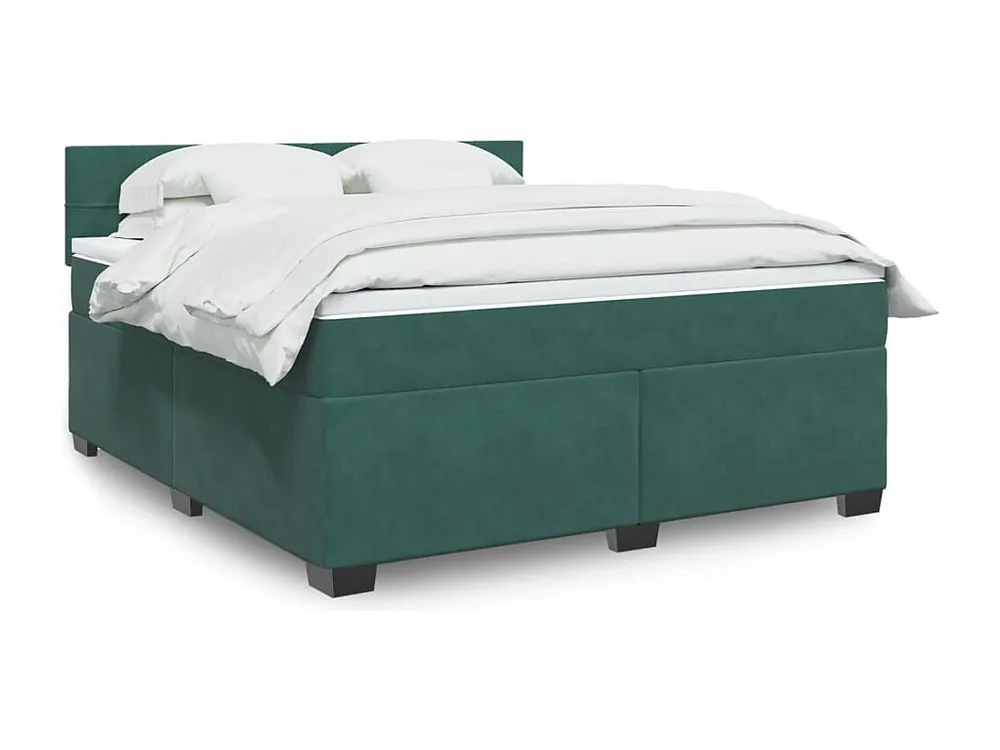 Guarda-Roupa Espelhado Cama com molas/colchão 180x200 cm veludo verde-escuro