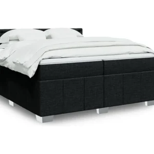 Guarda-Roupa Espelhado Cama com molas/colchão 200x200 cm tecido preto