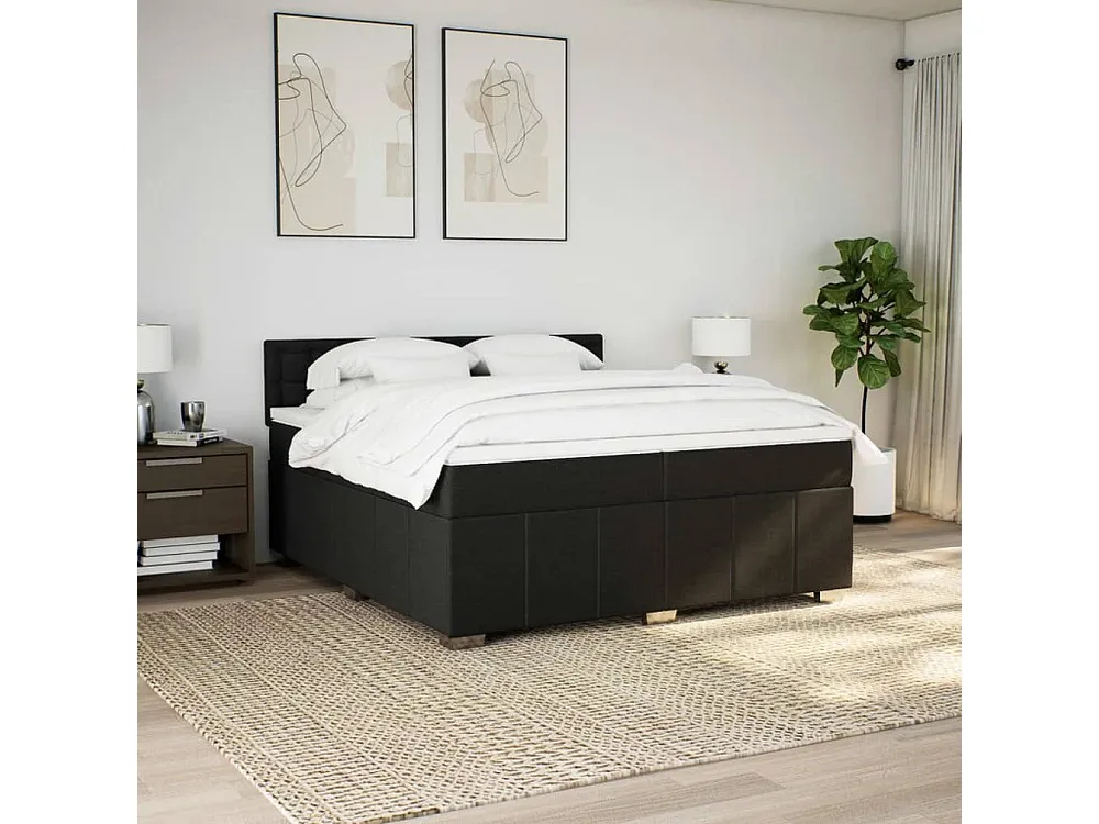 Guarda-Roupa Espelhado Cama com molas/colchão 200x200 cm tecido preto