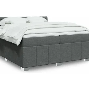 Guarda-Roupa Espelhado Cama com molas/colchão 200x200 cm tecido cinzento-escuro