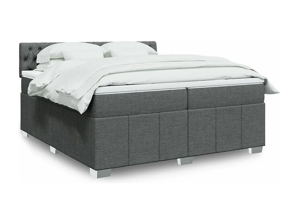 Guarda-Roupa Espelhado Cama com molas/colchão 200x200 cm tecido cinzento-escuro