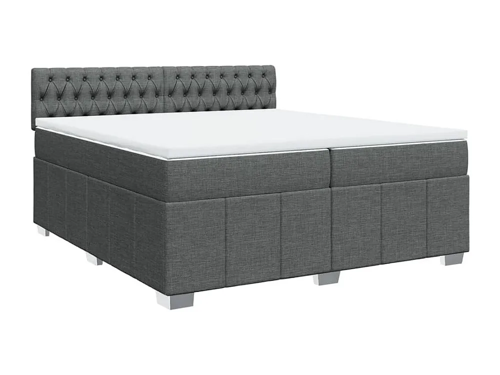 Guarda-Roupa Espelhado Cama com molas/colchão 200x200 cm tecido cinzento-escuro