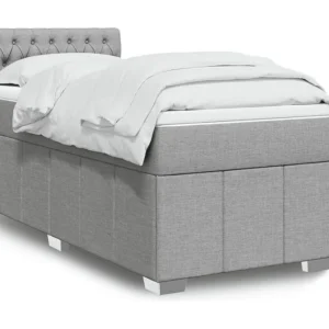 Guarda-Roupa Espelhado Cama com molas/colchão 90x200 cm tecido cinza-claro