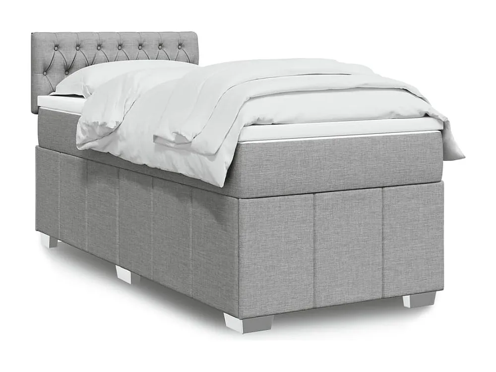 Guarda-Roupa Espelhado Cama com molas/colchão 90x200 cm tecido cinza-claro
