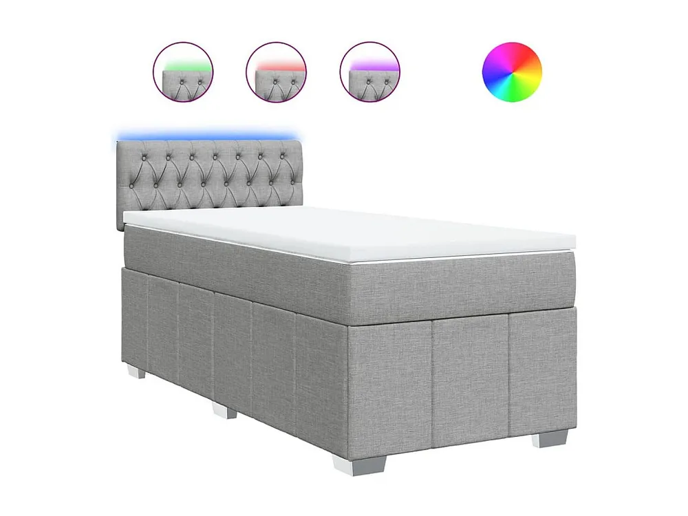 Guarda-Roupa Espelhado Cama com molas/colchão 90x200 cm tecido cinza-claro