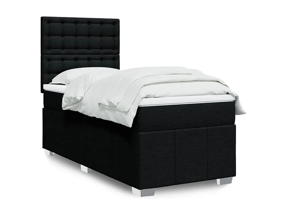 Mesa de Cabeceira Cama com molas/colchão 100x200 cm tecido preto