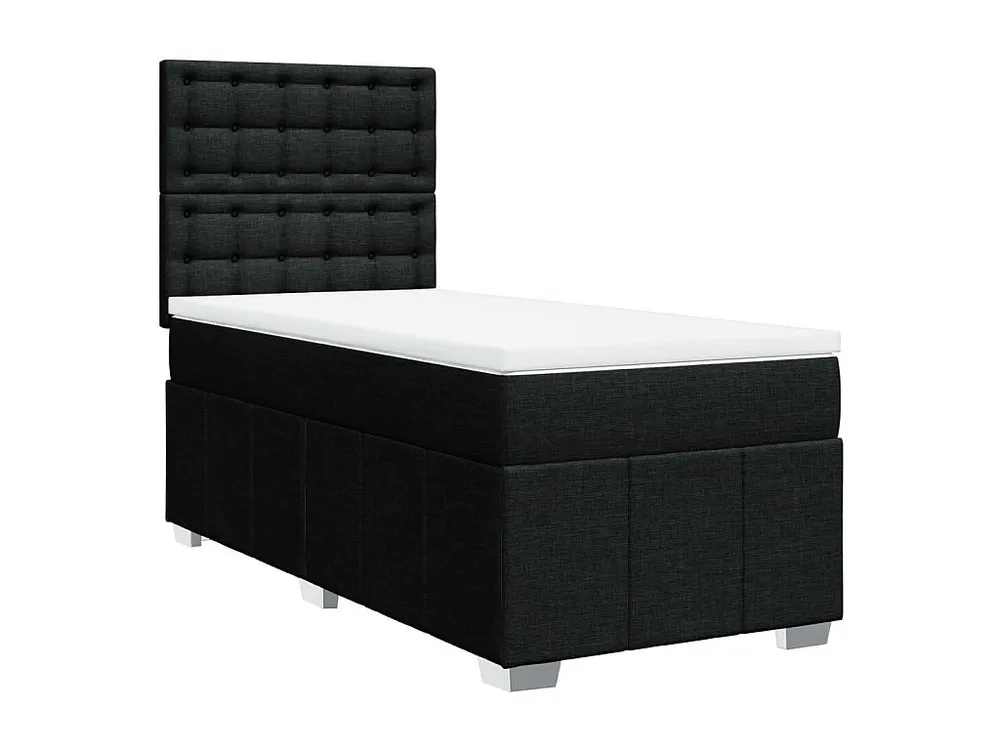 Mesa de Cabeceira Cama com molas/colchão 100x200 cm tecido preto
