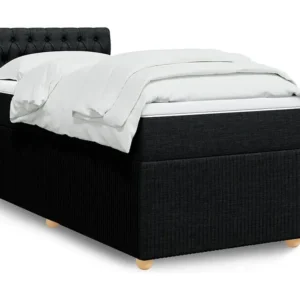 Mesa de Cabeceira Cama com molas/colchão 100x200 cm tecido preto