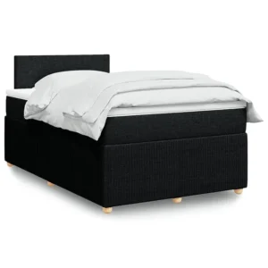 Mesa de Cabeceira Cama com molas/colchão 120x200 cm tecido preto