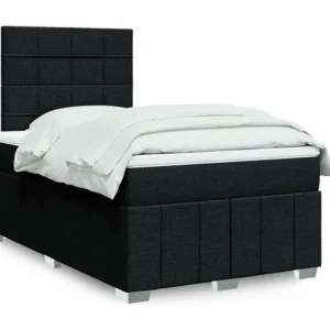 Mesa de Cabeceira Cama com molas/colchão 120x200 cm tecido preto