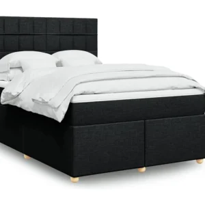 Mesa de Cabeceira Cama com molas/colchão 140x200 cm tecido preto