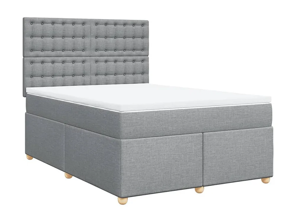 Mesa de Cabeceira Cama com molas/colchão 140x200 cm tecido cinzento-claro