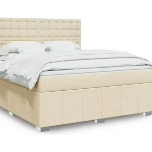 Mesa de Cabeceira Cama com molas/colchão 180x200 cm tecido cor creme