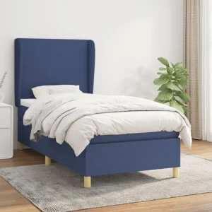 Mesa de Cabeceira Cama com molas/colchão 80x200 cm tecido azul