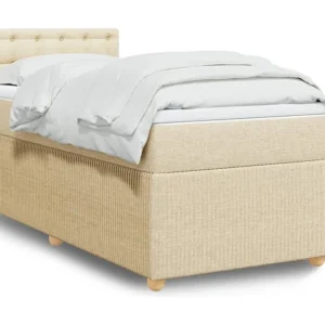 Mesa de Cabeceira Cama com molas/colchão 80x200 cm tecido cor crème