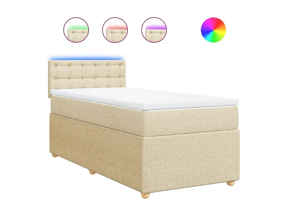 Mesa de Cabeceira Cama com molas/colchão 80x200 cm tecido cor crème