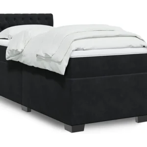 Mesa de Cabeceira Cama com molas/colchão 90x200 cm veludo preto
