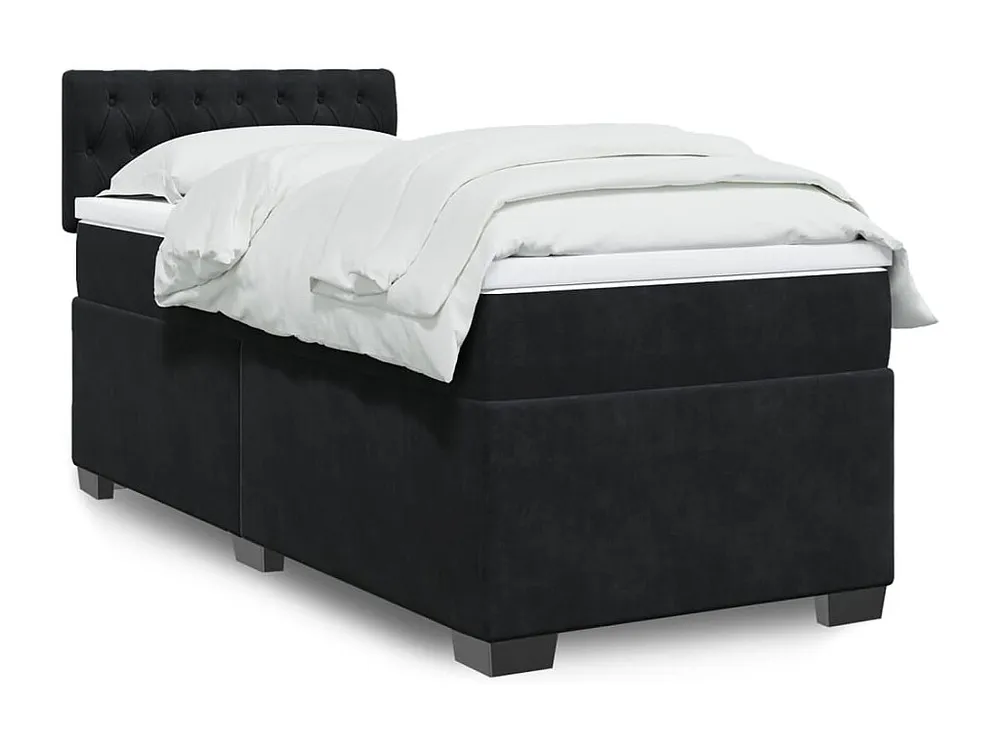 Mesa de Cabeceira Cama com molas/colchão 90x200 cm veludo preto
