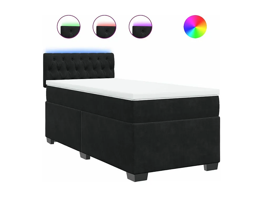 Mesa de Cabeceira Cama com molas/colchão 90x200 cm veludo preto