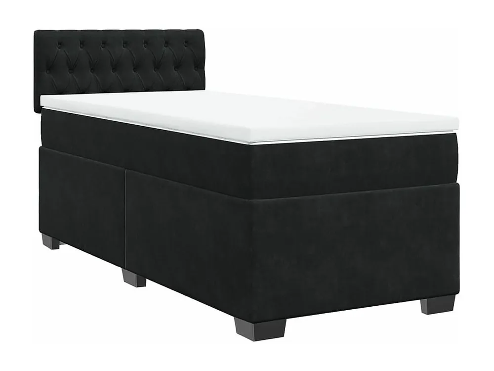 Mesa de Cabeceira Cama com molas/colchão 90x200 cm veludo preto
