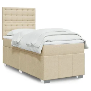Mesa de Cabeceira Cama com molas/colchão 90x200 cm tecido cor crème