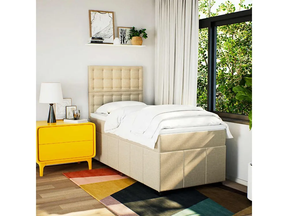 Mesa de Cabeceira Cama com molas/colchão 90x200 cm tecido cor crème