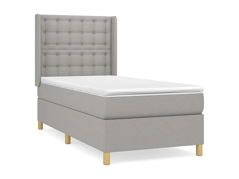 Mesa de Cabeceira Cama com molas/colchão 90x200 cm tecido cinza-claro