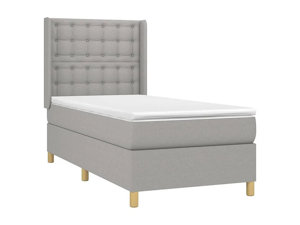 Mesa de Cabeceira Cama com molas/colchão 90x200 cm tecido cinza-claro