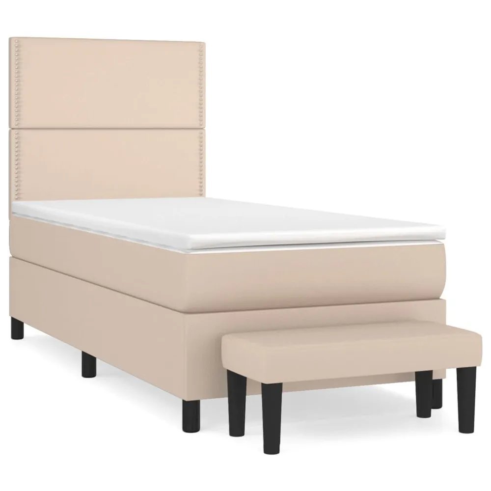 Mesa de Cabeceira Cama com molasemcolchão 100x200 cm couro artificial cappuccino