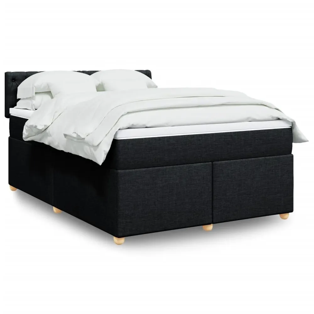 Mesa de Cabeceira Cama com molasemcolchão 140x200 cm tecido preto