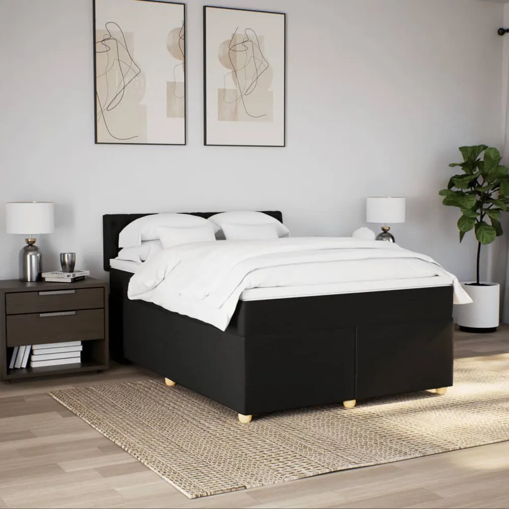 Mesa de Cabeceira Cama com molasemcolchão 140x200 cm tecido preto