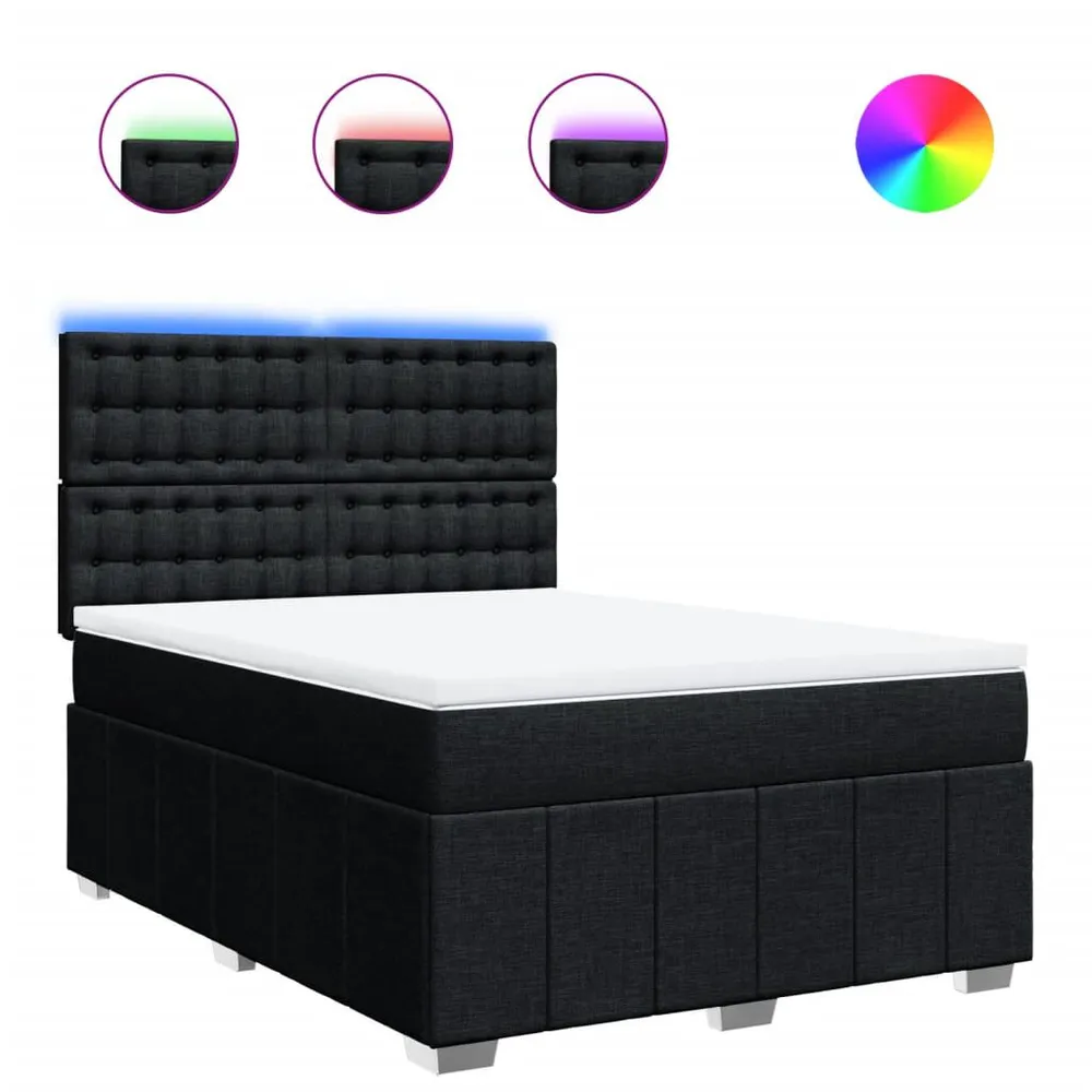 Mesa de Cabeceira Cama com molasemcolchão 140x200 cm tecido preto