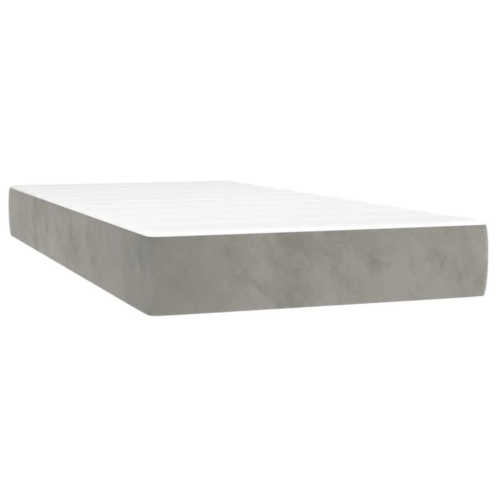 Mesa de Cabeceira Colchão de molas ensacadas 80x200x20 cm veludo cinza-claro