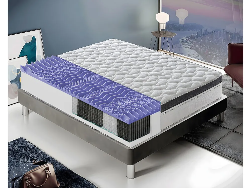 Mesa de Cabeceira Colchão de molas ensacadas e viscoelástico - 13 zonas de conforto - 27 cm de altura 100x200
