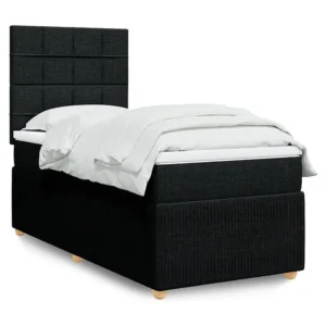 Premium Cama com molas/colchão 100x200 cm tecido preto