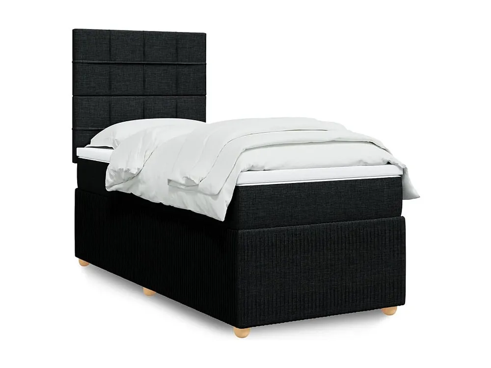 Premium Cama com molas/colchão 100x200 cm tecido preto
