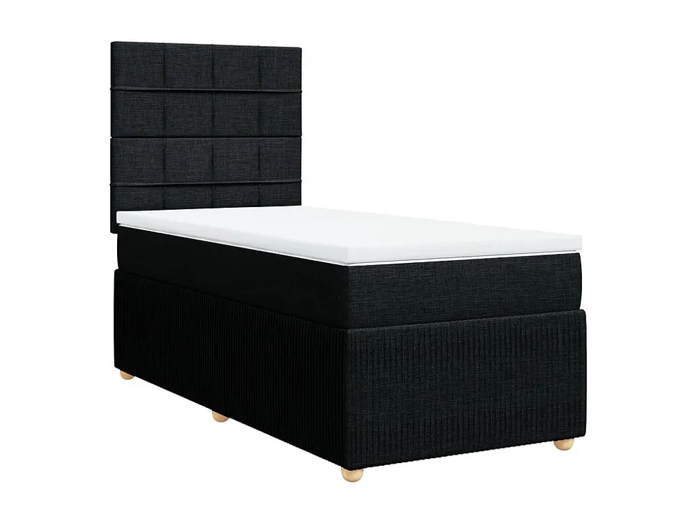 Premium Cama com molas/colchão 100x200 cm tecido preto