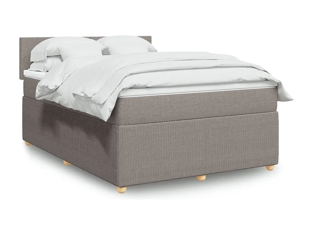 Premium Cama com molas/colchão 140x190 cm tecido castanho-acinzentado