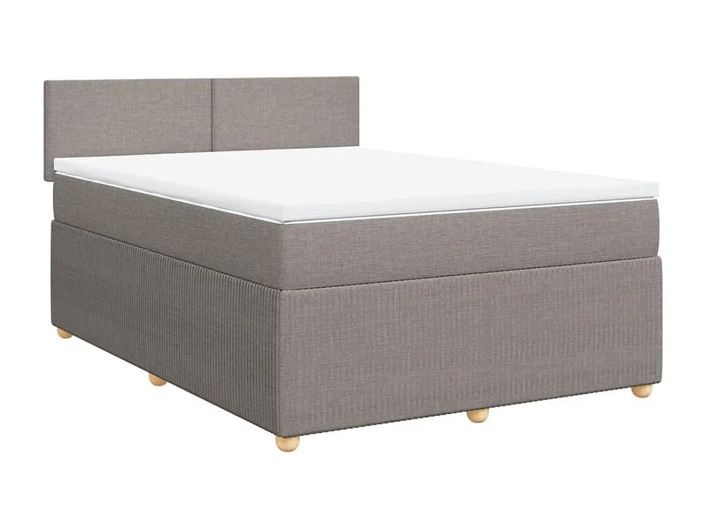 Premium Cama com molas/colchão 140x190 cm tecido castanho-acinzentado