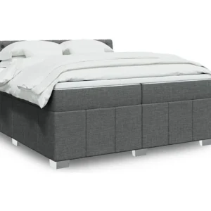 Premium Cama com molas/colchão 200x200 cm tecido cinzento-escuro