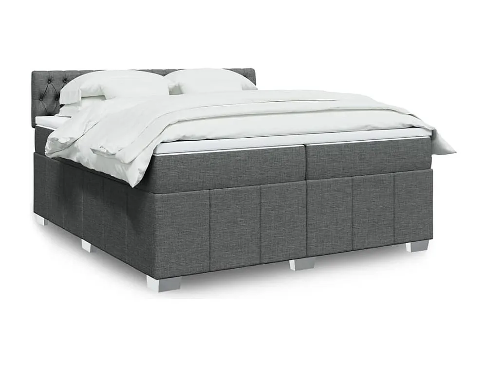 Premium Cama com molas/colchão 200x200 cm tecido cinzento-escuro