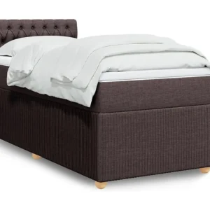 Premium Cama com molas/colchão 90x190 cm tecido castanho-escuro