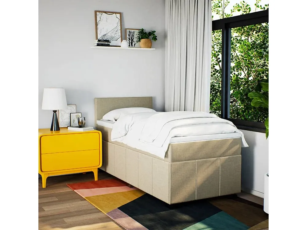 Premium Cama com molas/colchão 90x200 cm tecido cor crème