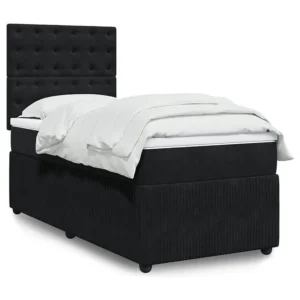 Premium Cama com molas/colchão 90x200 cm veludo preto