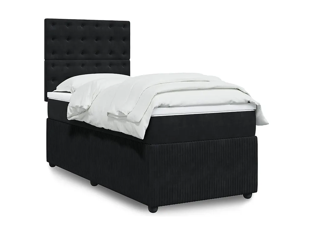Premium Cama com molas/colchão 90x200 cm veludo preto
