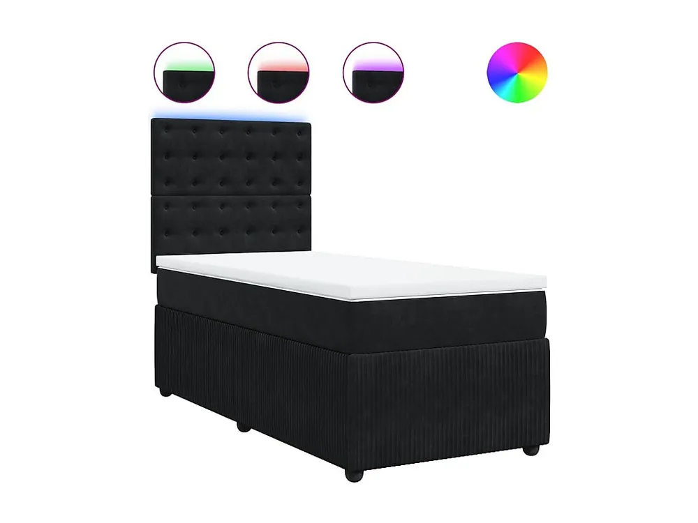 Premium Cama com molas/colchão 90x200 cm veludo preto