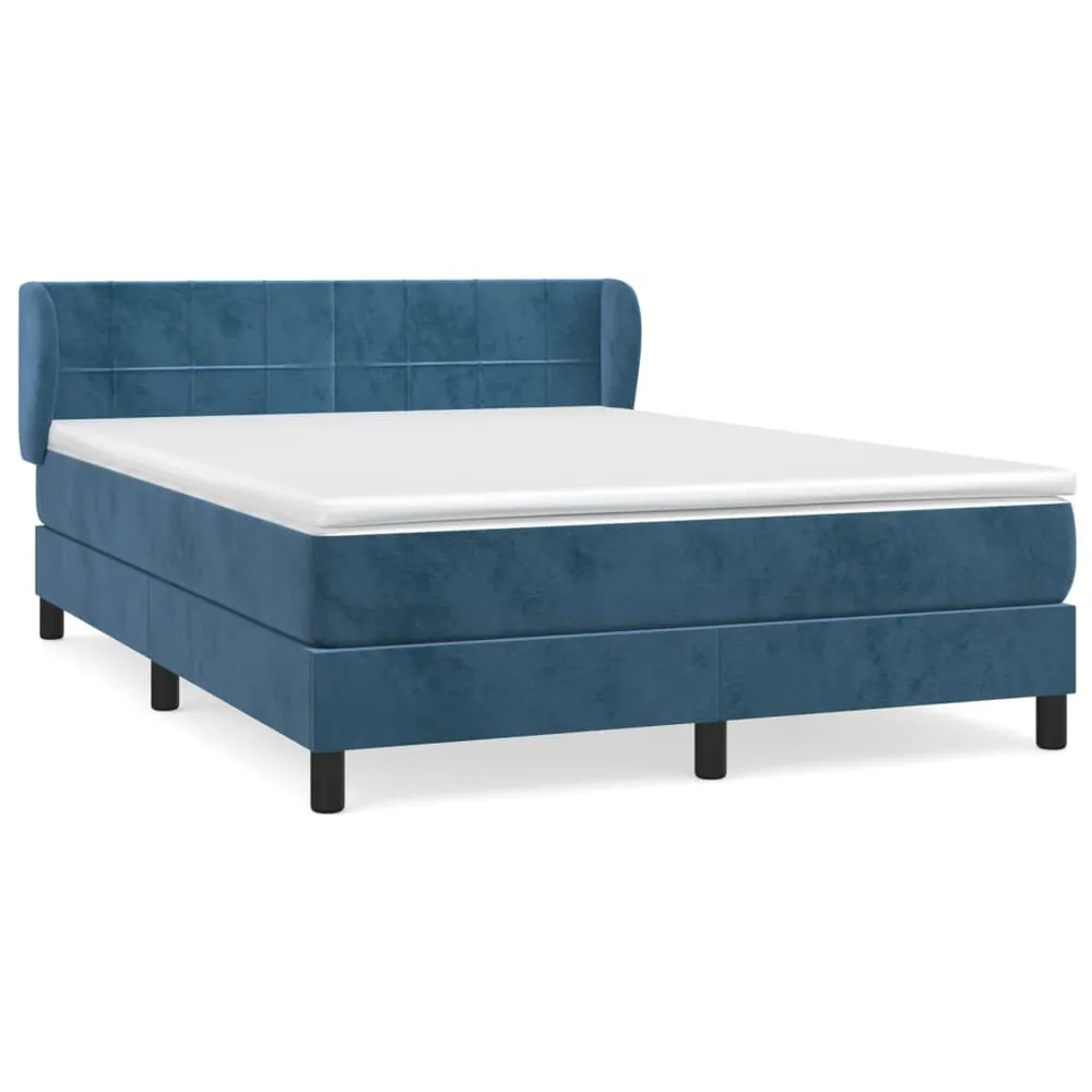 Premium Cama com molasemcolchão 140x190 cm veludo azul-escuro