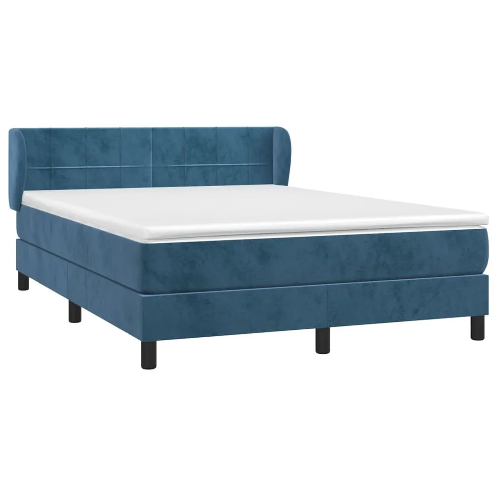 Premium Cama com molasemcolchão 140x190 cm veludo azul-escuro