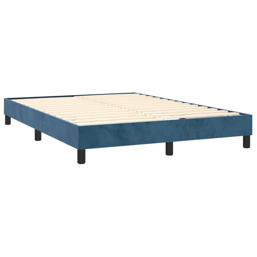 Premium Cama com molasemcolchão 140x190 cm veludo azul-escuro