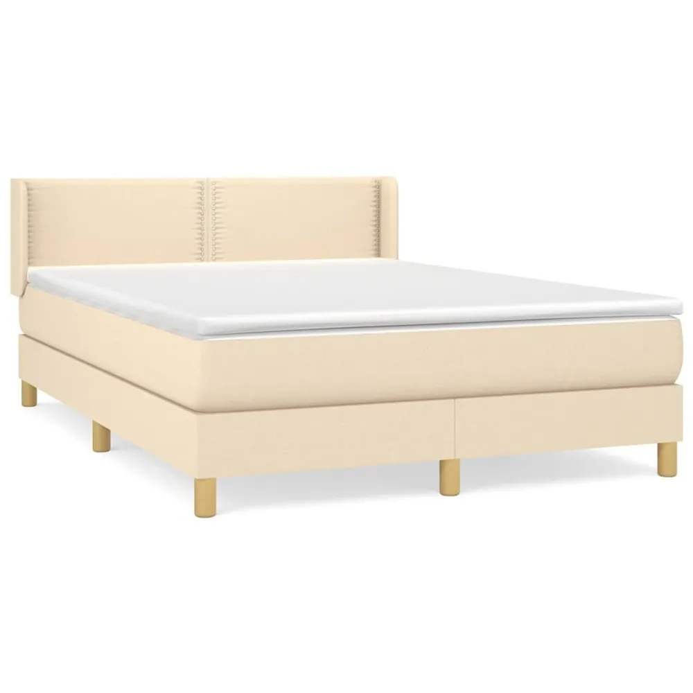 Premium Cama com molasemcolchão 140x200 cm tecido cor creme